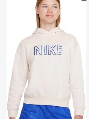 Nike Cream Hoodie with Blue NIKE Script